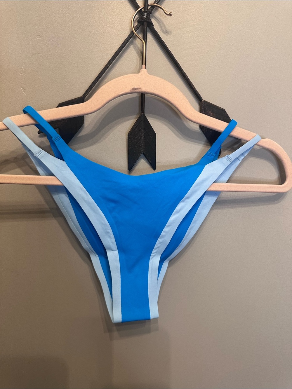 l*space Electric Teal Blue Bikini Bottom with Light Blue Trim